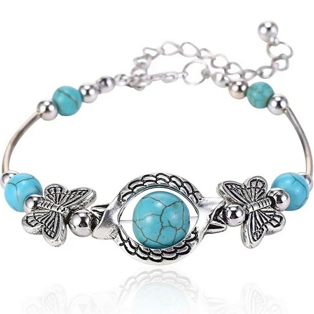 Gemstone Butterfly Bracelet turquoise & silver